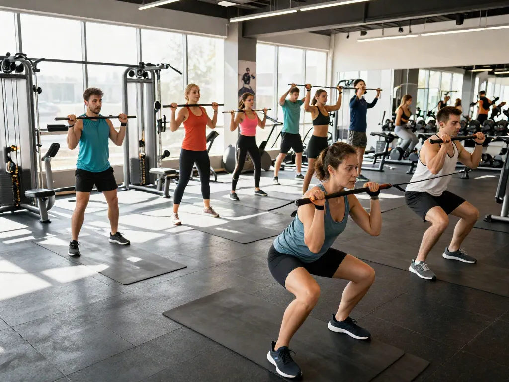 Dedicated fitness enthusiasts training hard with anabolizzanti online products in a vibrant gym.